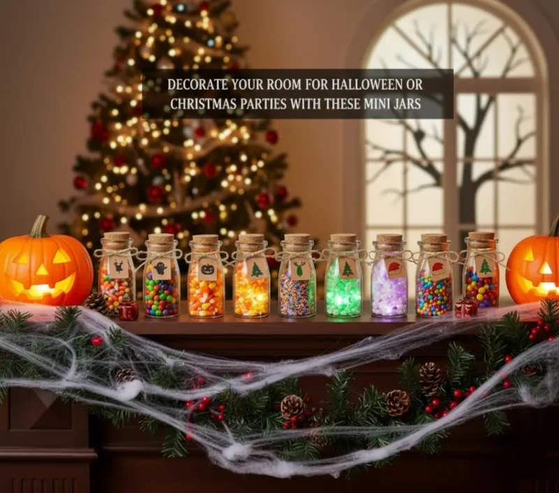 Otis Classic Small Glass Jars with Lids – Set of 12 Mini Glass Bottles with Corks for Halloween Decorations Fall Décor Wedding & Party Favors, Halloween DIY Crafts, Potions, Spices & Candy, 3.4 oz — image 2
