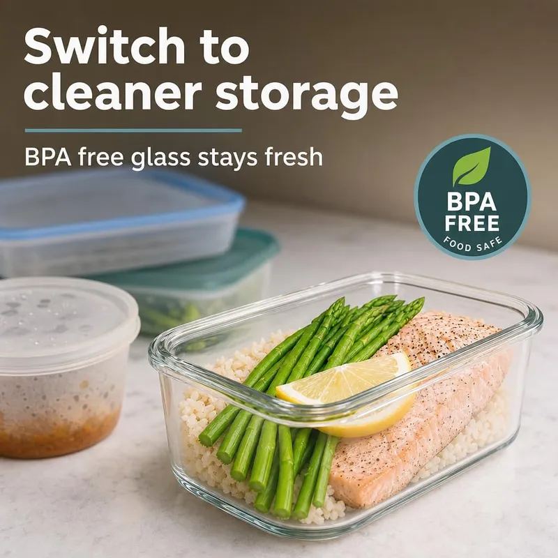 Otis Classic Glass Food Storage Containers, 4-Pack, 28 oz, Transparent Lids — image 6