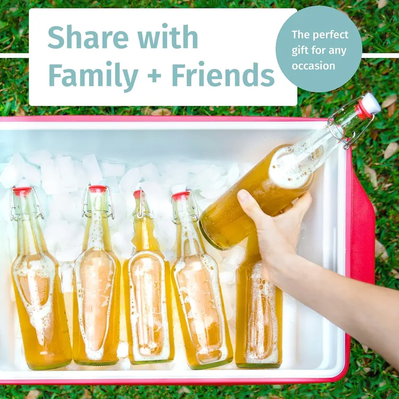 Otis Classic Swing Top Glass Bottles, 16 oz, Set of 6 – Clear, Plastic Caps — image 7