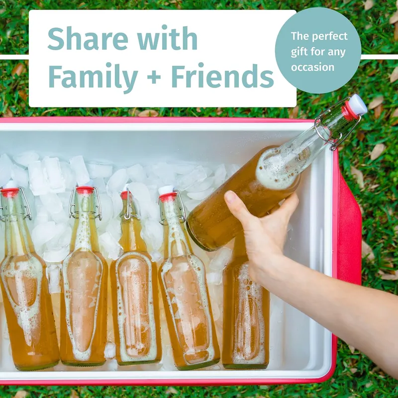 Otis Classic Swing Top Glass Bottles, 16 oz, Set of 6 – Clear, Ceramic Caps — image 8