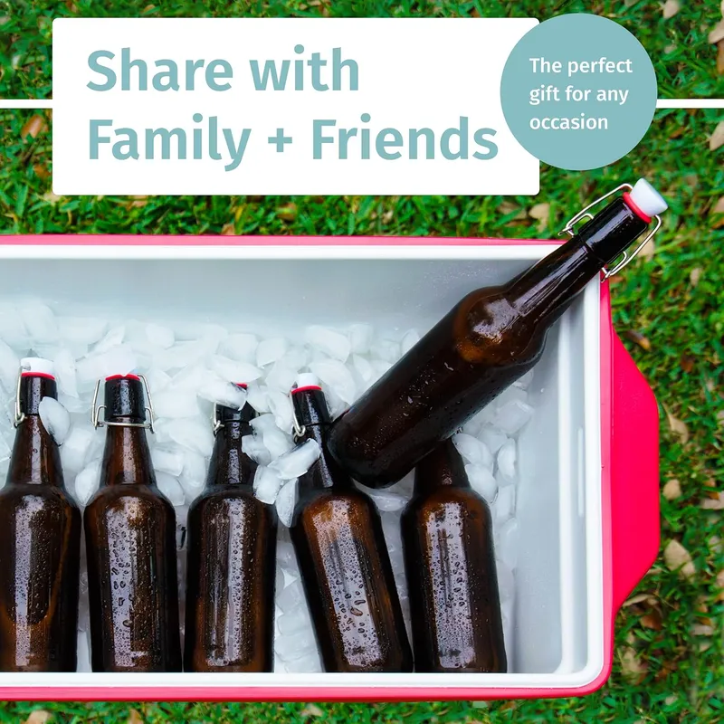 Otis Classic Swing Top Glass Bottles, 16 oz, Set of 6 – Amber, Ceramic Caps — image 8