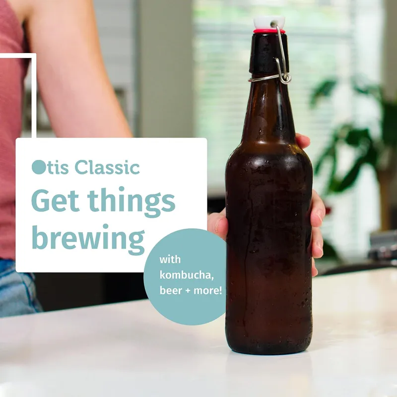 Otis Classic Swing Top Glass Bottles, 16 oz, Set of 6 – Amber, Ceramic Caps — image 9